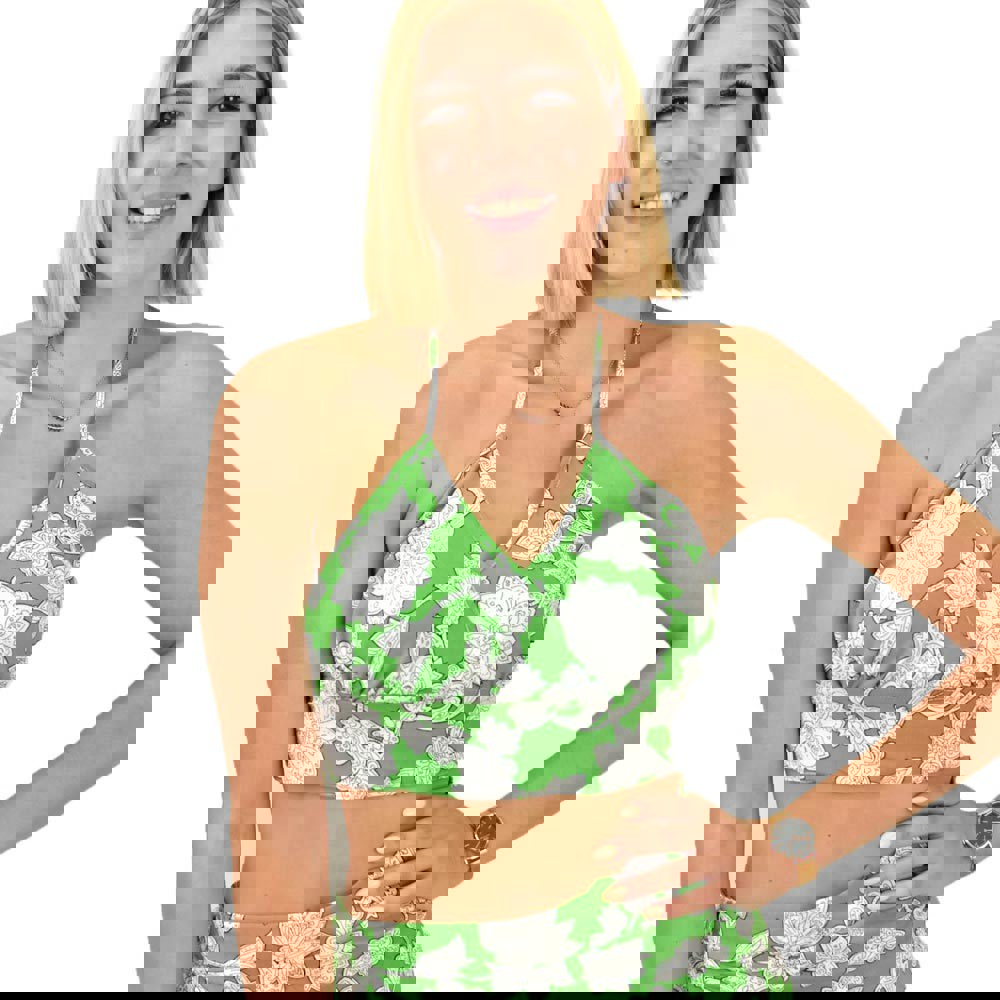 Γυναικείο crop top κρουαζέ Πράσινο 16807