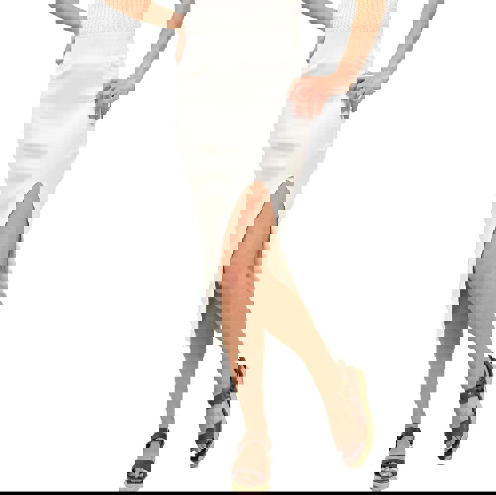 Γυναικεία midi φούστα εφαρμοστή Λευκό 15893