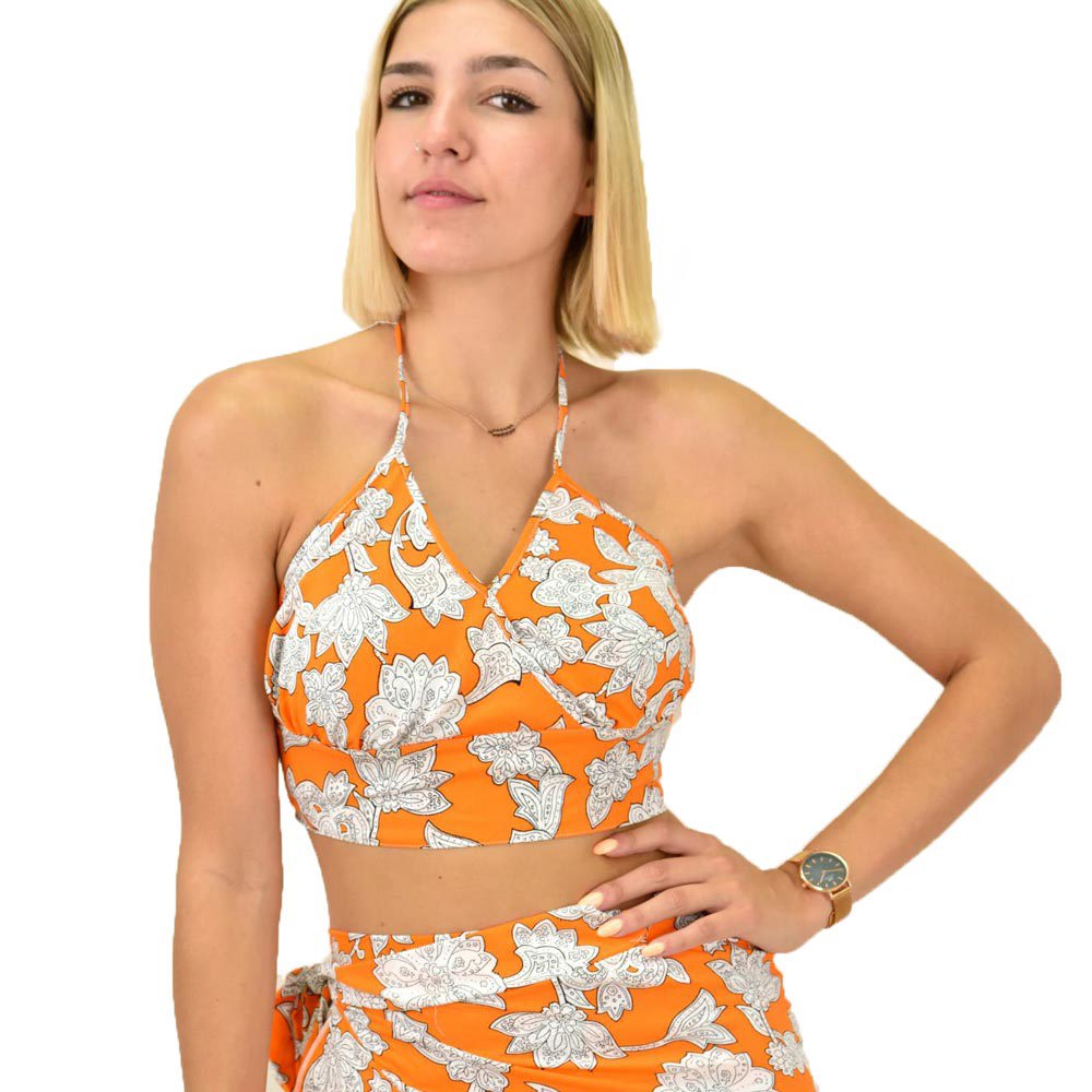 Γυναικείο crop top κρουαζέ Πορτοκαλί 16814