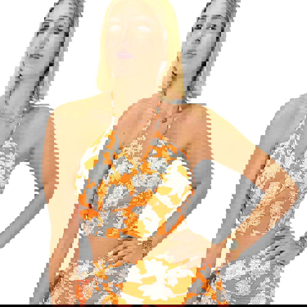 Γυναικείο crop top κρουαζέ Πορτοκαλί 16814