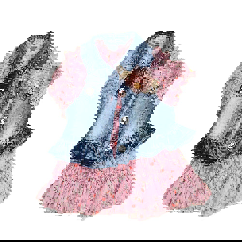 Παιδικό σετ φόρεμα με βολάν Ροζ 14501