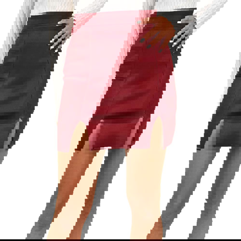 Φούστα μονόχρωμη σουέτ Μπορντώ 17494