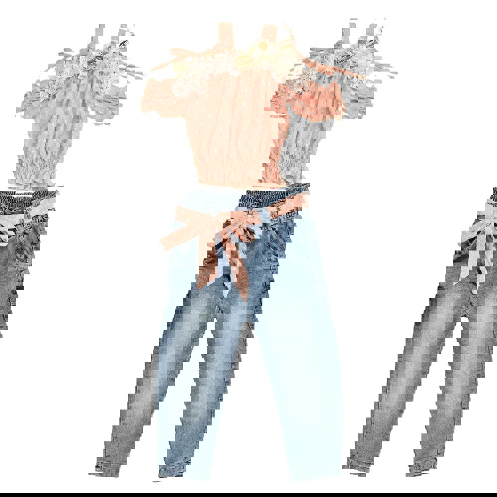 Παιδικό σετ μπλούζα με τζιν παντελόνι Σομόν 14536