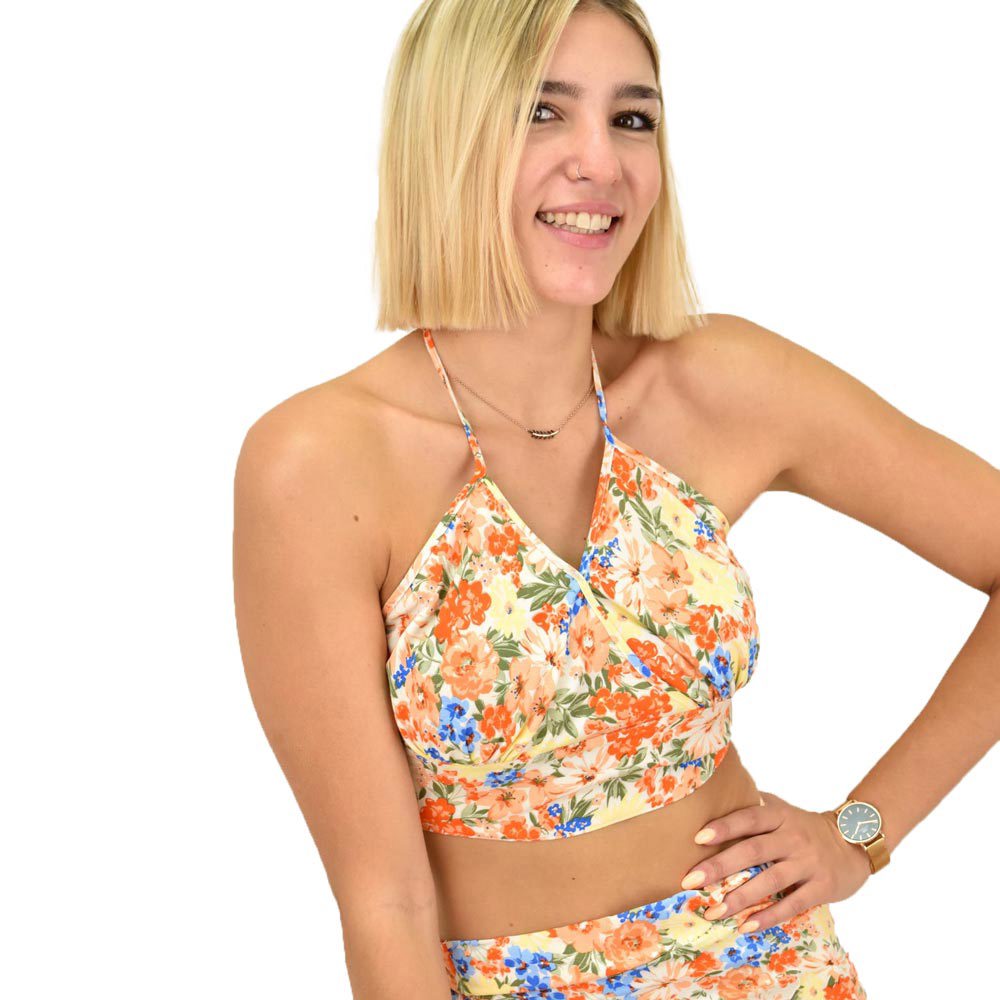 Γυναικείο crop top κρουαζέ Κίτρινο 16816