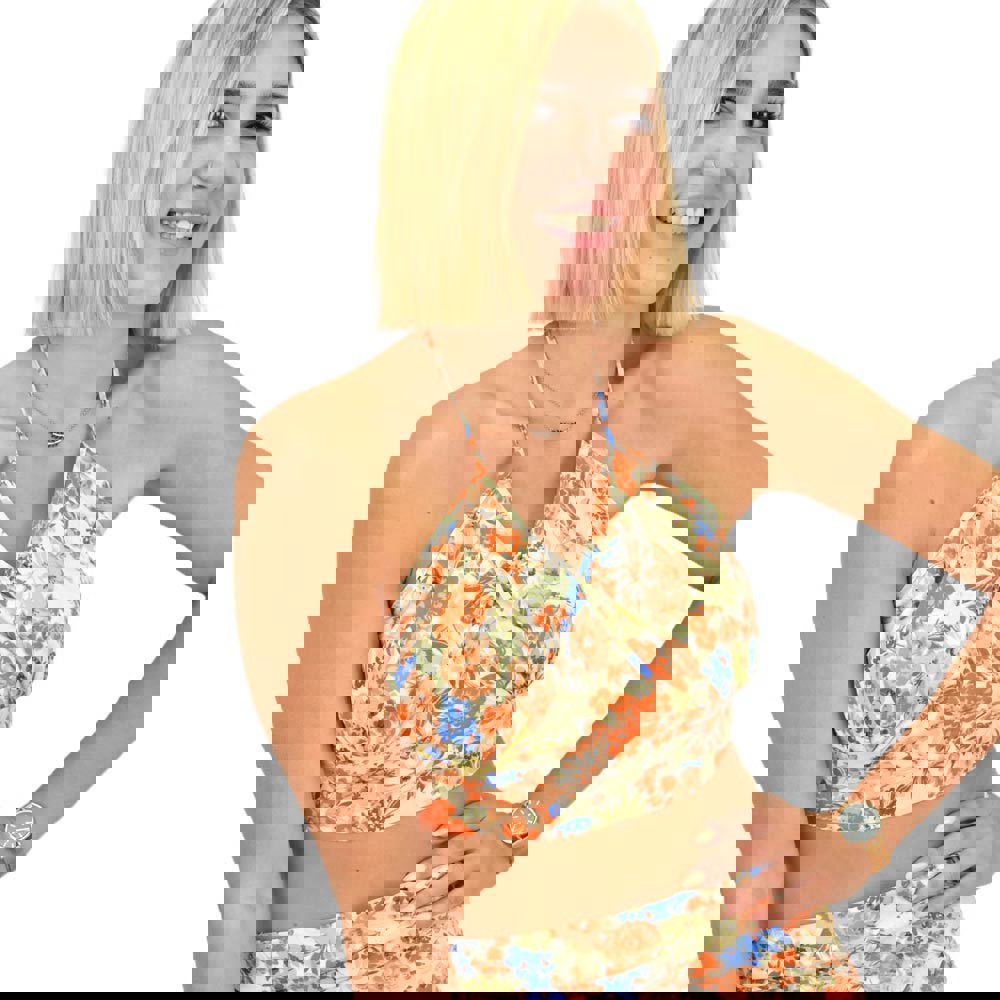 Γυναικείο crop top κρουαζέ Κίτρινο 16816