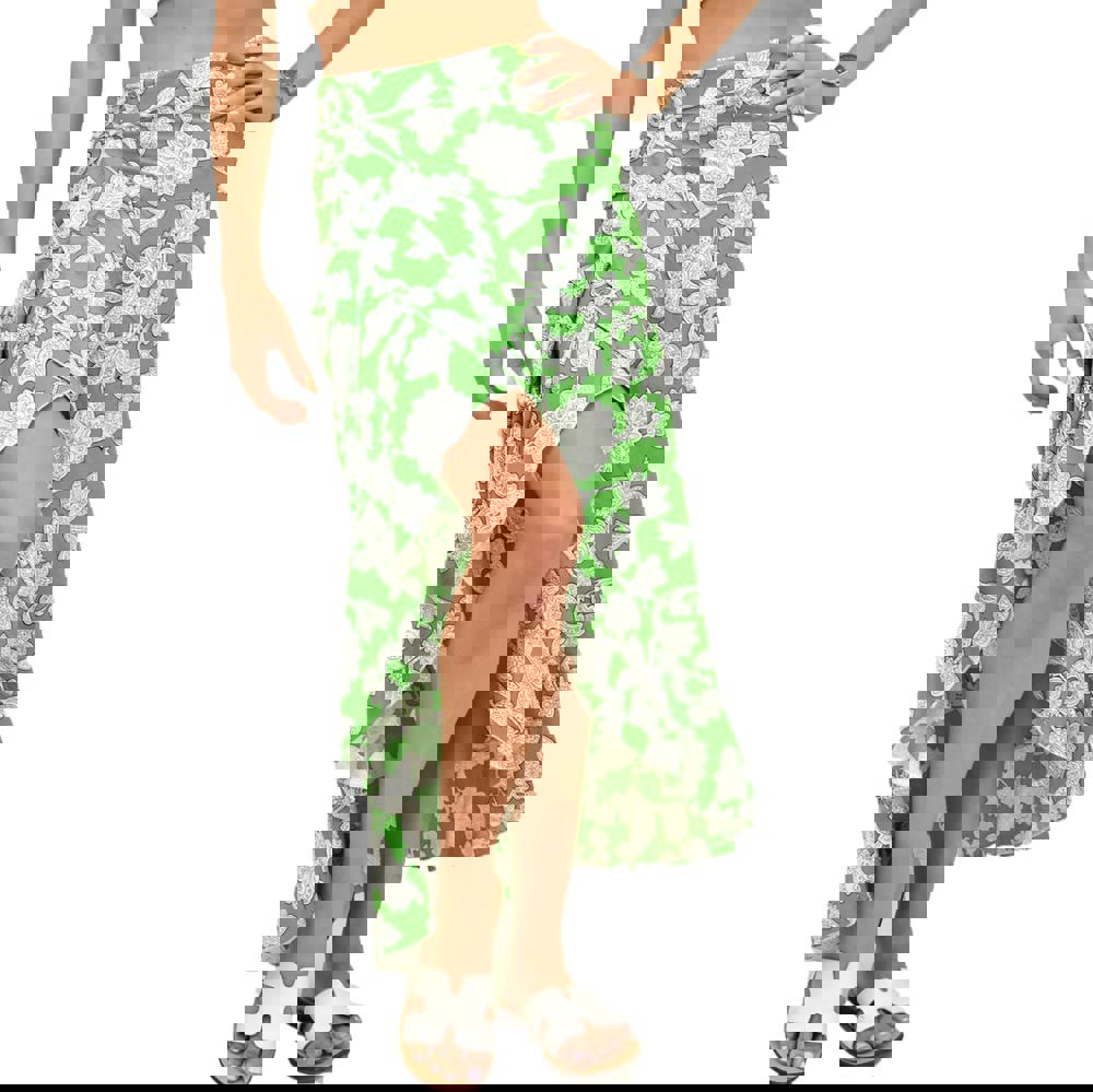 Κρουαζέ φούστα φλοράλ Πράσινο 16770