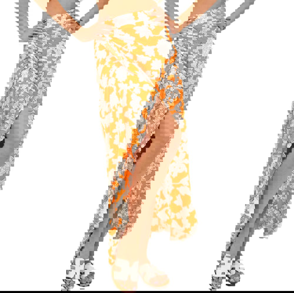 Κρουαζέ φούστα φλοράλ Πορτοκαλί 16771