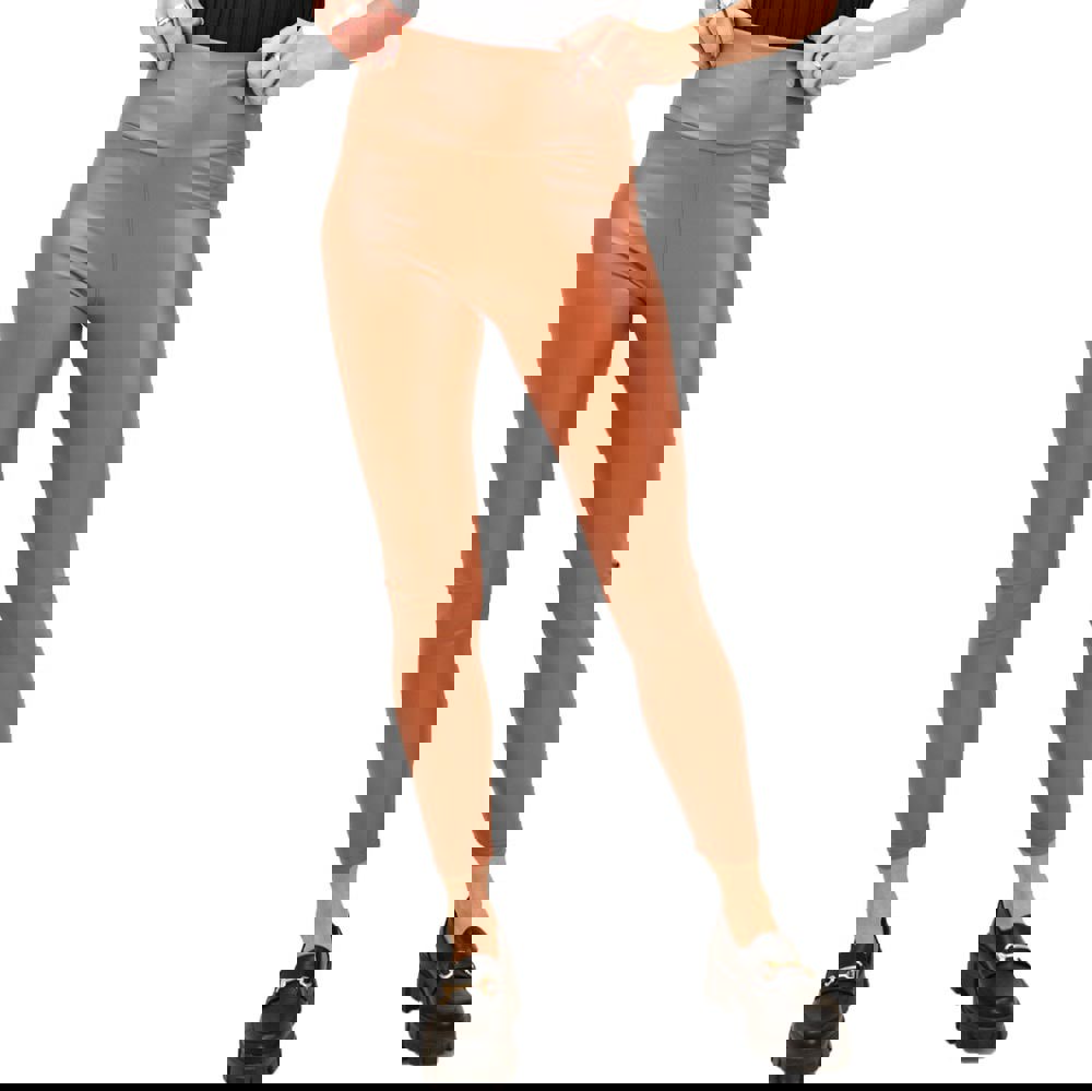 Γυναικείο κολάν δερματίνη με χοντρή μπάσκα Καφέ 13151