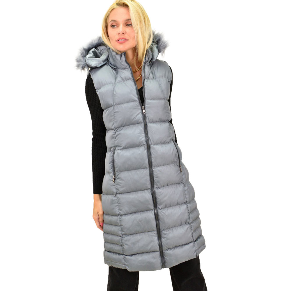 Γυναικείο αμάνικο μπουφάν Γκρι 12908