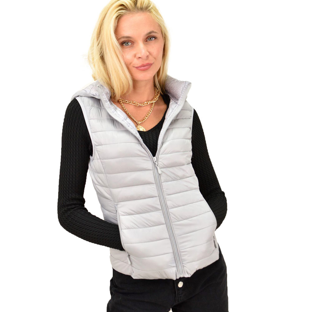 Γυναικείο γιλέκο με κουκούλα Γκρι 12900