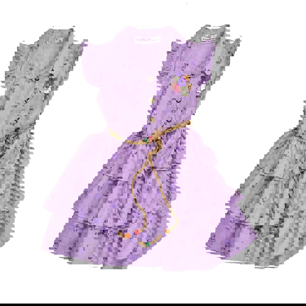 Παιδικό φόρεμα με βολάν Μωβ 14544