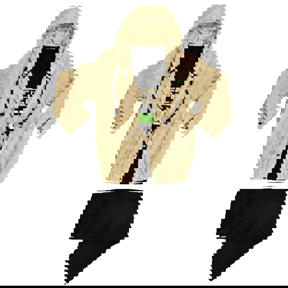 Παδικό σετ 3 τεμαχίων ζακέτα μπλούζα & παντελόνι Μπεζ 14532