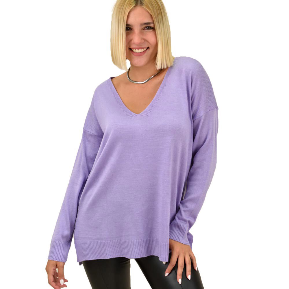 Πλεκτή μπλούζα oversized Λιλά 17463