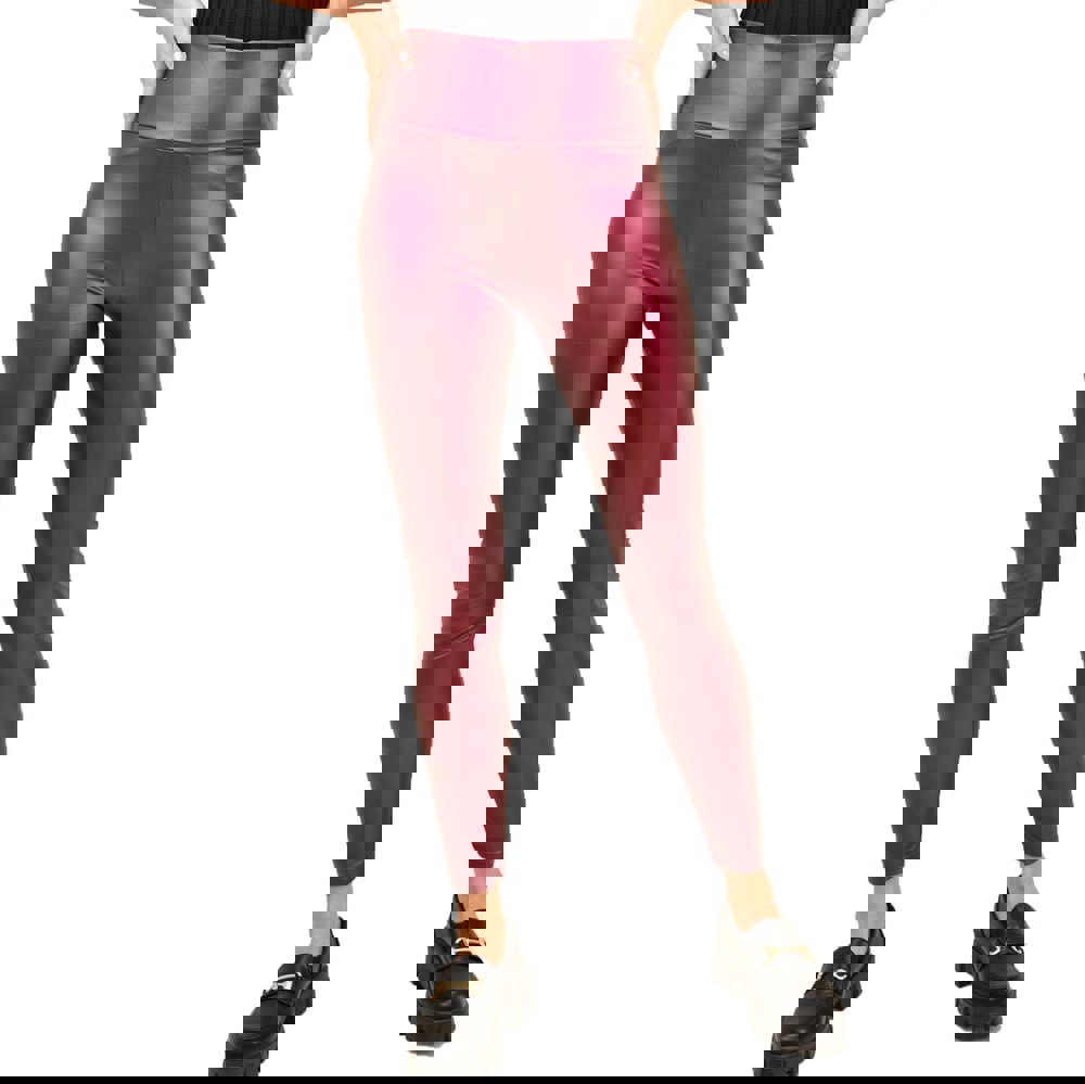 Γυναικείο κολάν δερματίνη με χοντρή μπάσκα Μπορντώ 13152