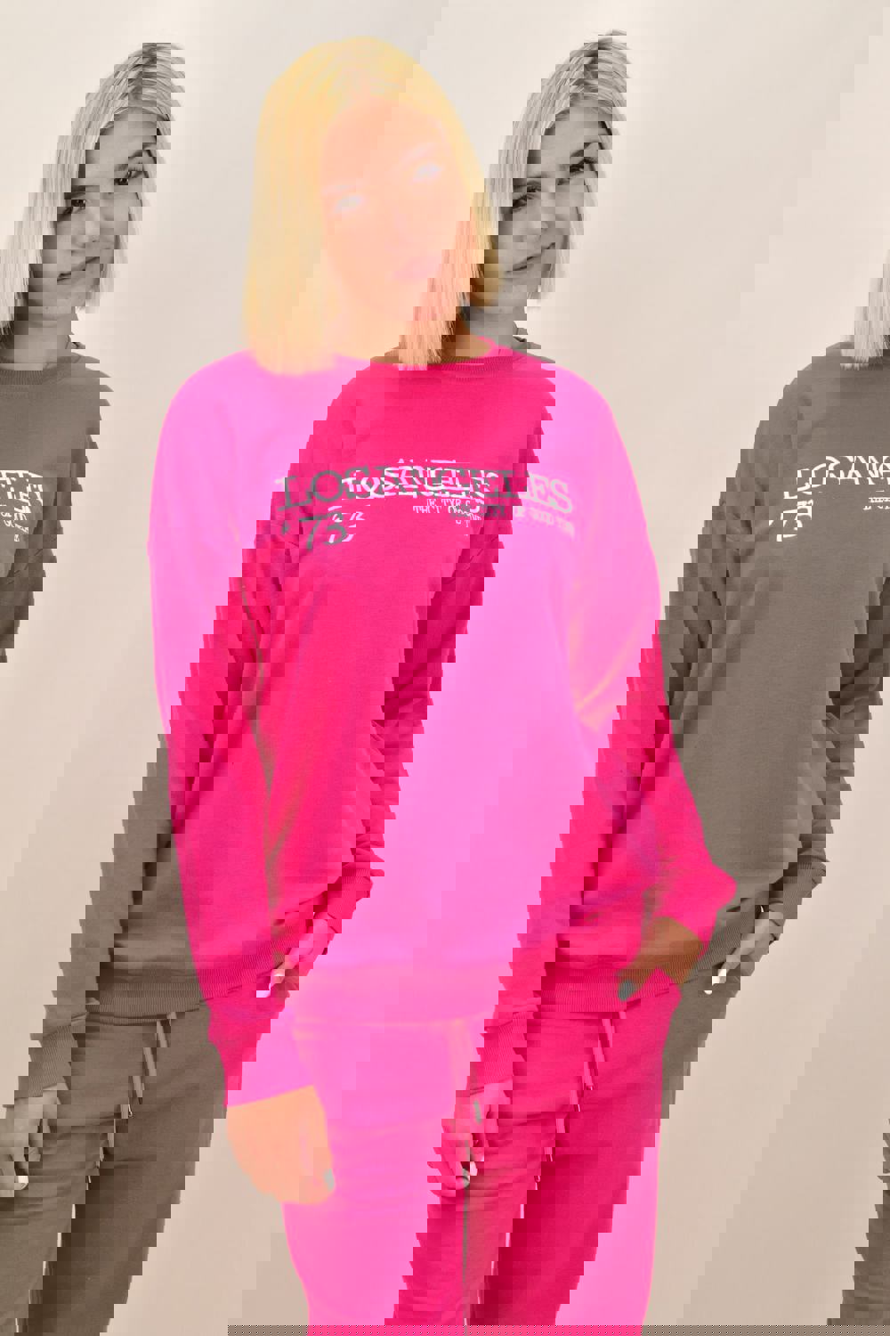 Φούτερ με κέντημα LOS ANGELES Φούξια 17550 φωτογραφία