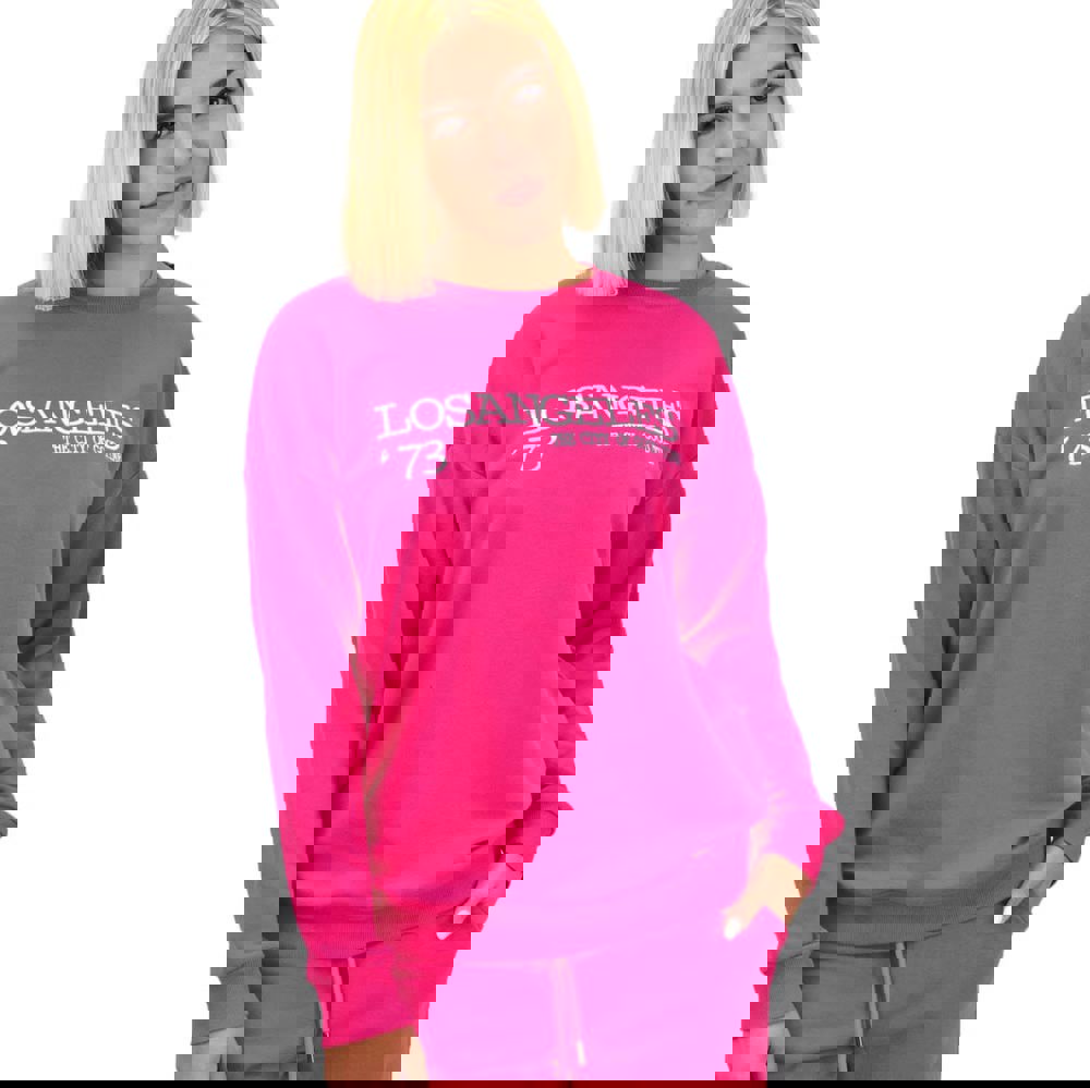 Φούτερ με κέντημα LOS ANGELES Φούξια 17550