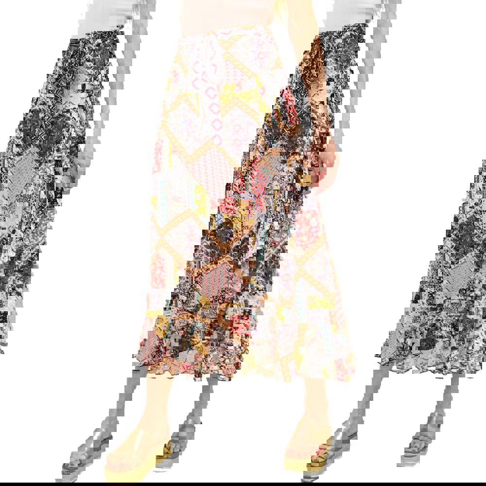 Γυναικεία φούστα εμπριμε Κοραλί 14558