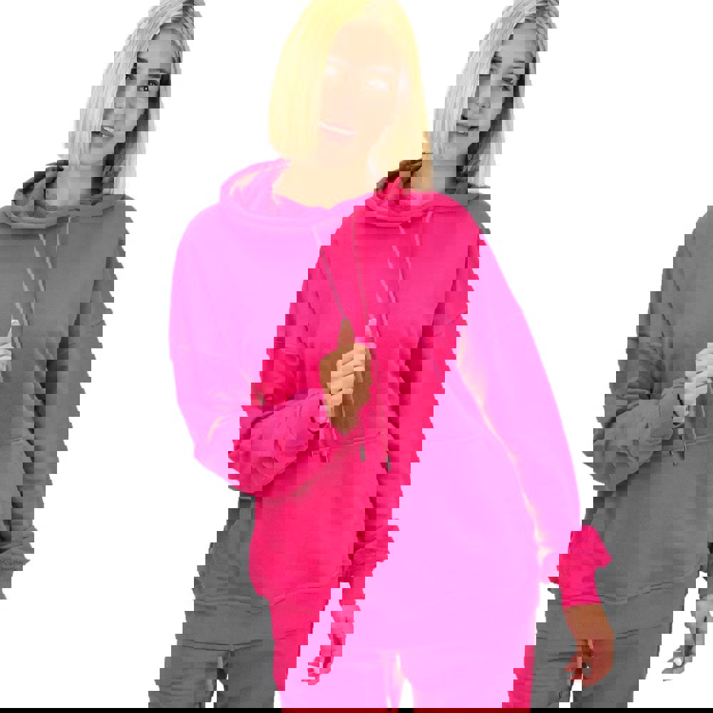 Φούτερ με κουκούλα και τσέπη Φούξια 17574