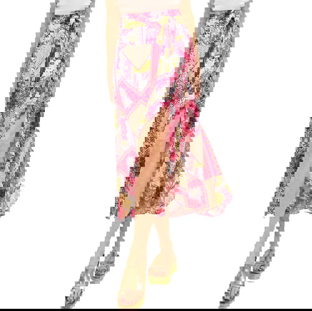 Γυναικεία φούστα εμπριμε Φούξια 14557