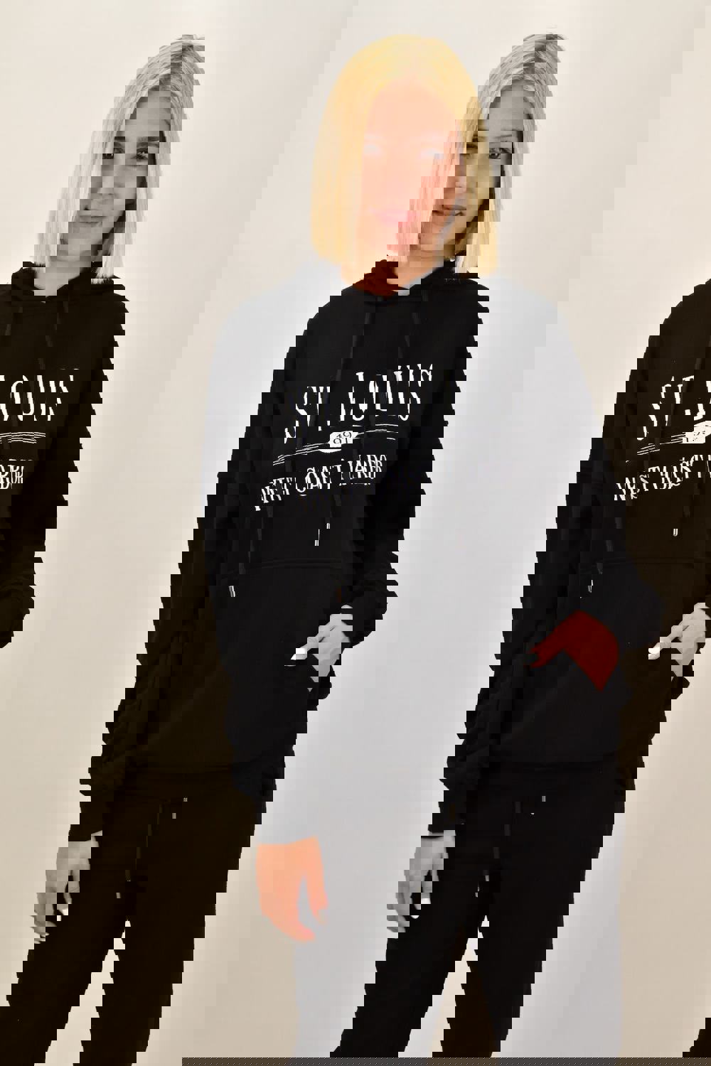 Φούτερ με κουκούλα και κέντημα ST.LOUIS Μαύρο 17557 φωτογραφία