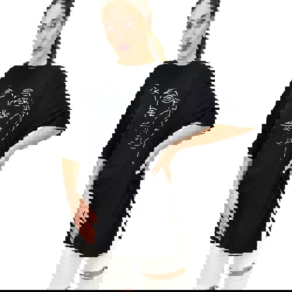 Γυναικείο T-shirt με τύπωμα πρόσωπο Μαύρο 15281