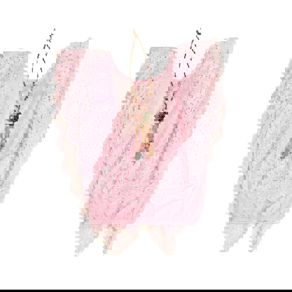 Παιδική μπλούζα με κέντημα Ροζ 15317