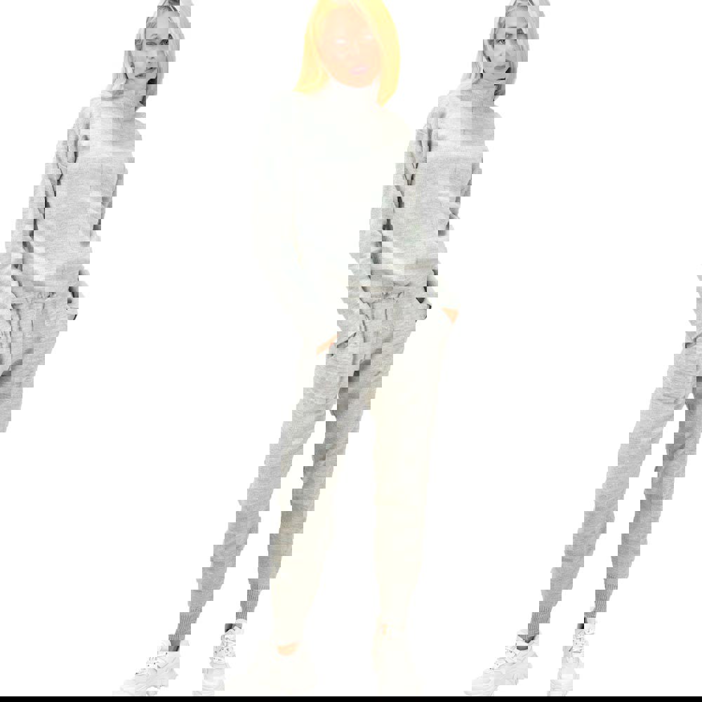 Πλεκτό σετ μπλούζα με παντελόνι Γκρι 9252