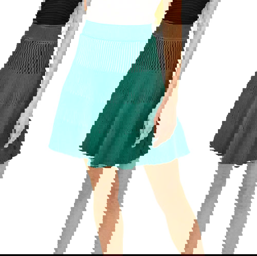 Γυναικεία πλεκτή φούστα σε διχρωμία Πράσινο 14788