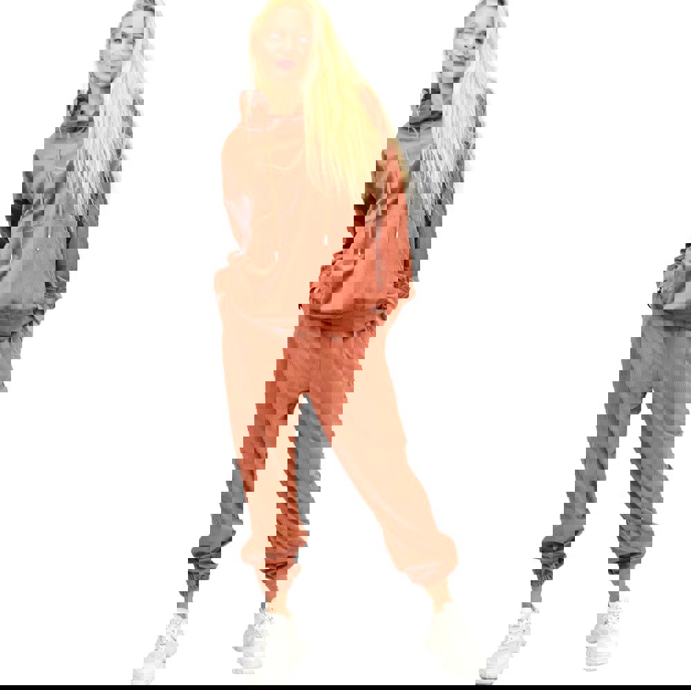 Γυναικείο σετ τύπου κοτλέ Κανελί 13351