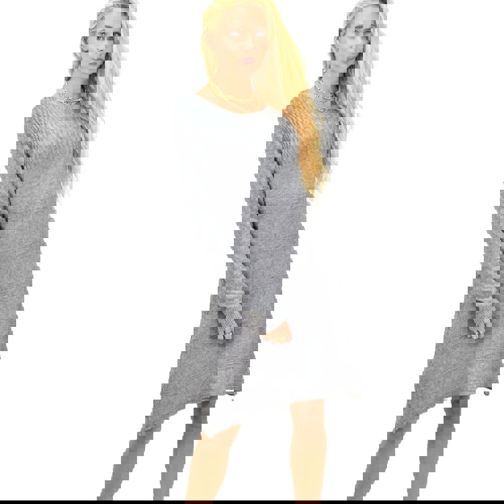 Γυναικείο πλεκτό midi φόρεμα με σχέδιο Γκρι 12855