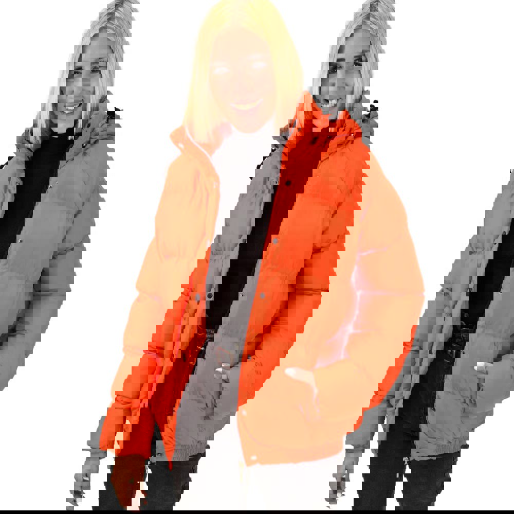 Puffer μπουφάν με αφαιρούμενη κουκούλα Πορτοκαλί 17650