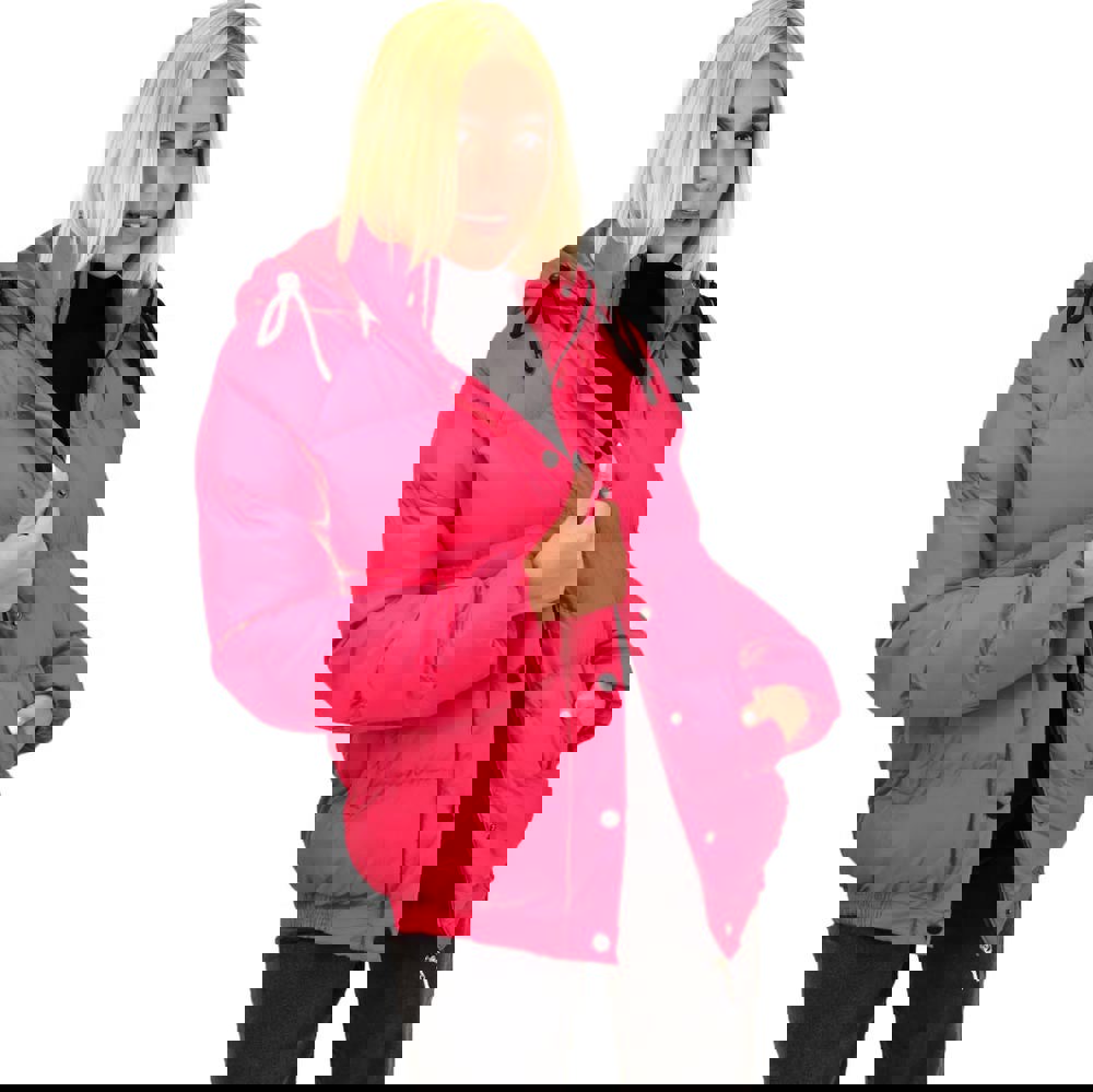 Puffer μπουφάν με αφαιρούμενη κουκούλα Φούξια 17653