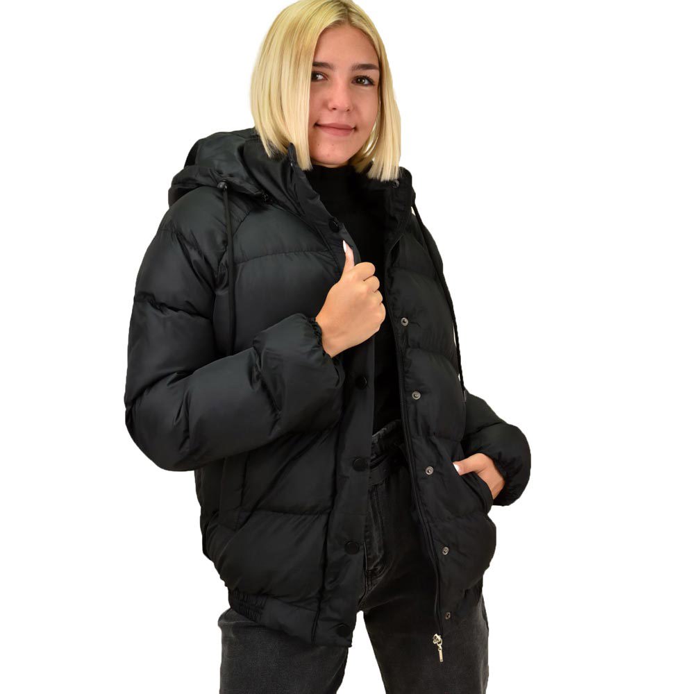 Puffer μπουφάν με αφαιρούμενη κουκούλα Μαύρο 17652