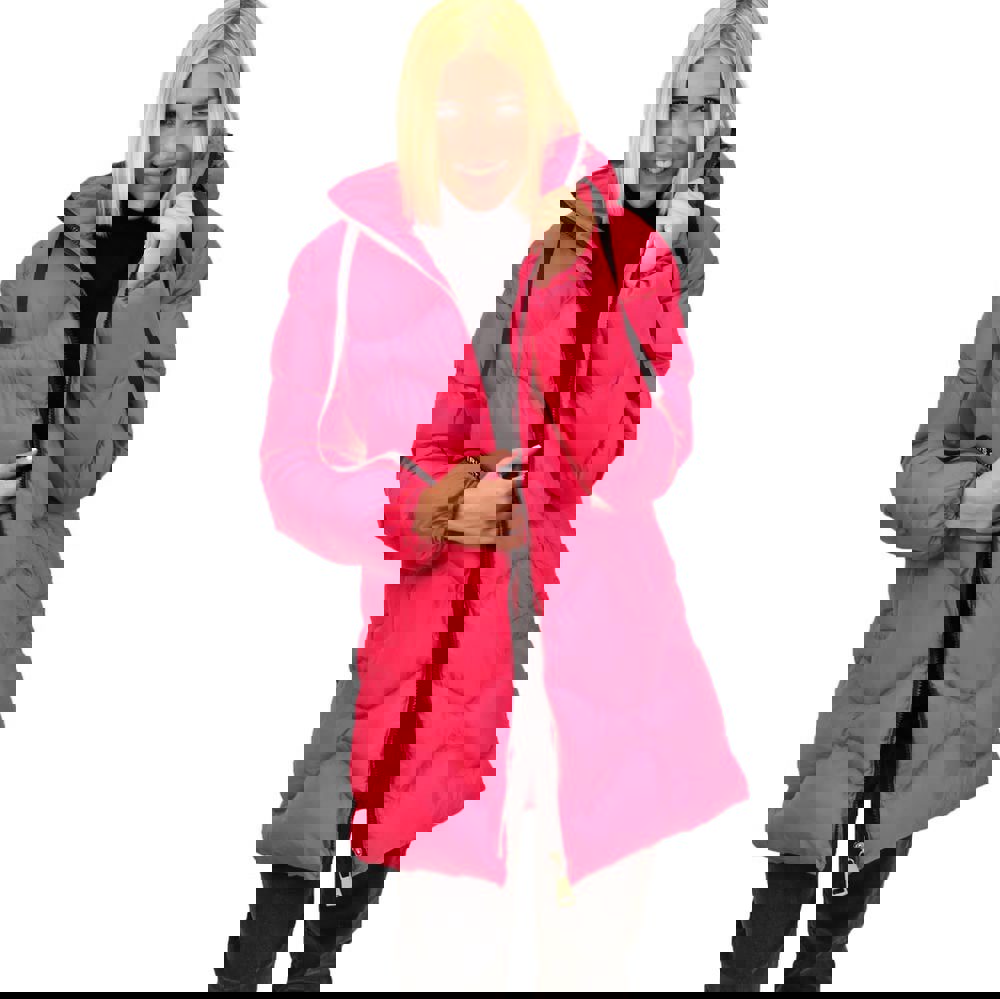 Puffer μπουφάν με κουκούλα Φούξια 17657