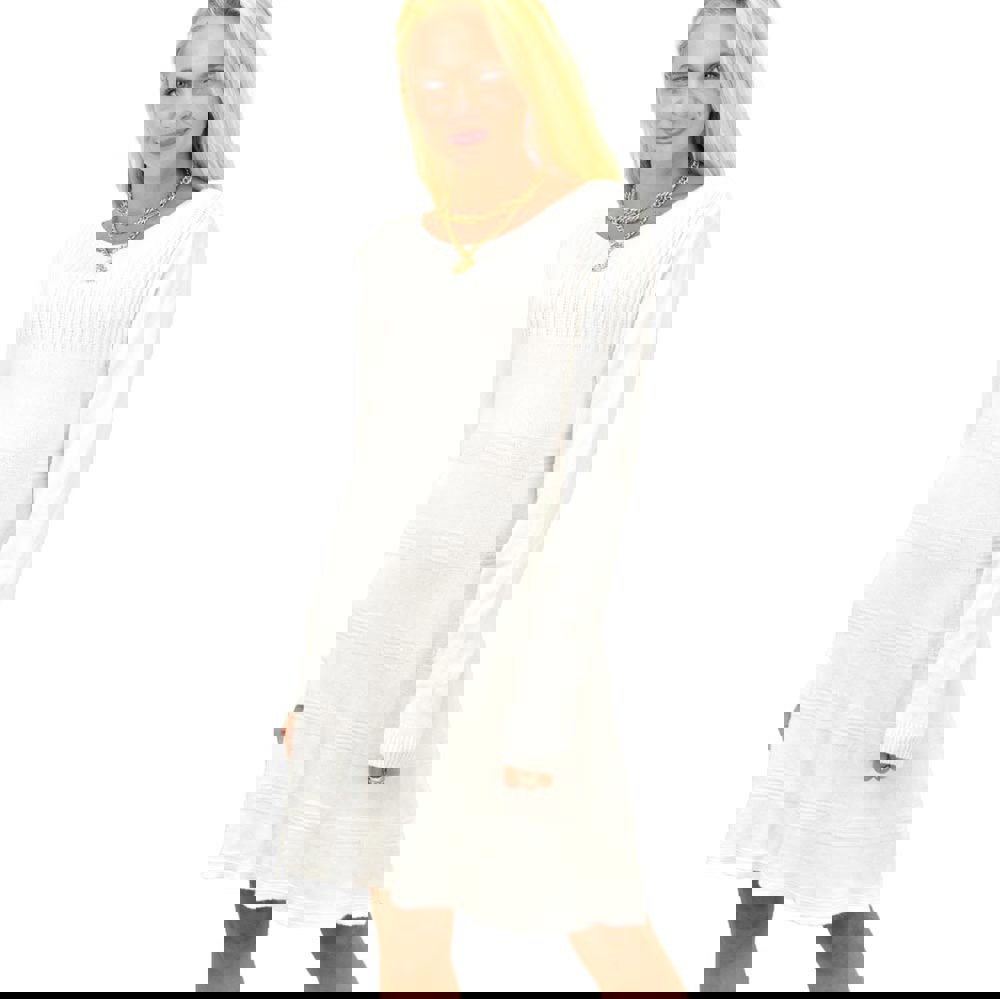 Γυναικείο πλεκτό midi φόρεμα με σχέδιο Λευκό 12864