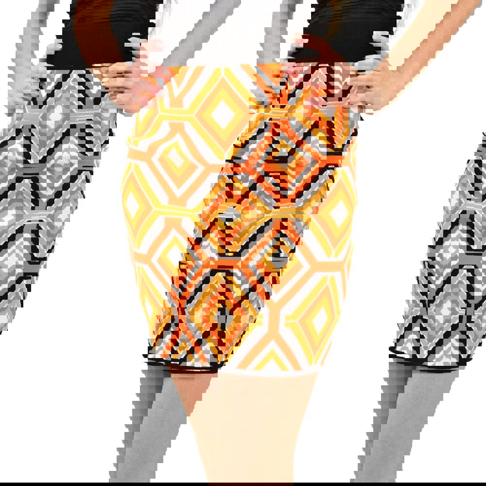 Γυναικεία πλεκτή φούστα με μοτίβο Πορτοκαλί 14133