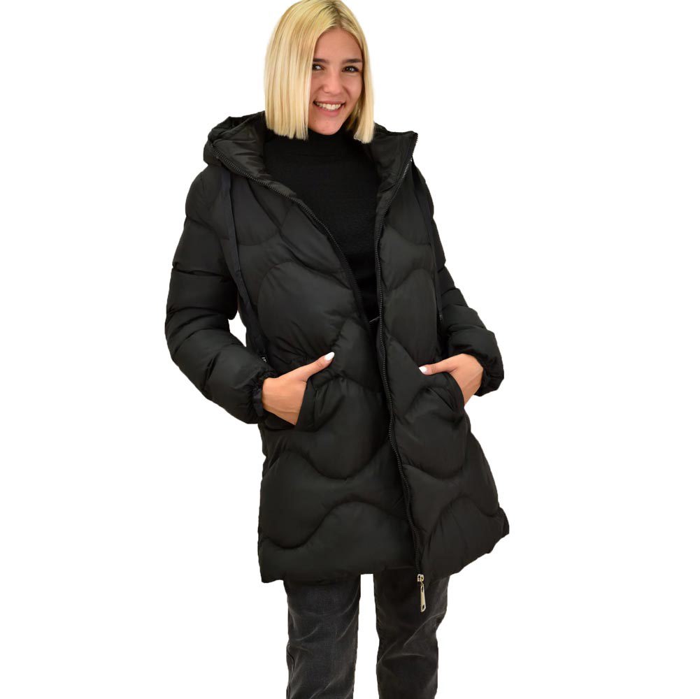 Puffer μπουφάν με κουκούλα Μαύρο 17656