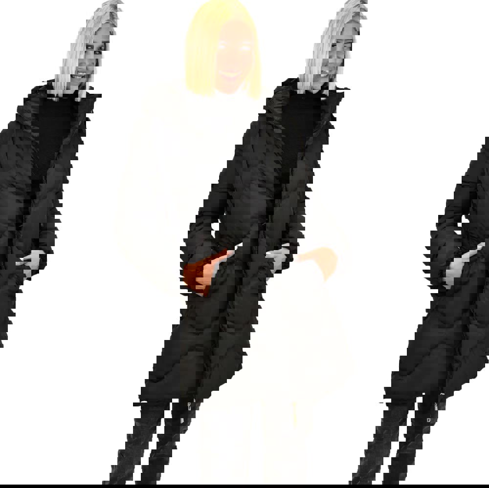 Puffer μπουφάν με κουκούλα Μαύρο 17656