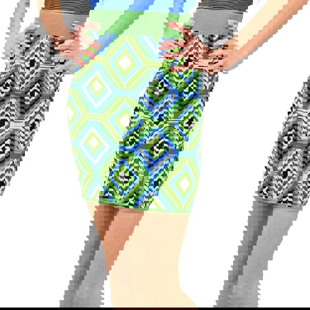 Γυναικεία πλεκτή φούστα με μοτίβο Πράσινο 14135