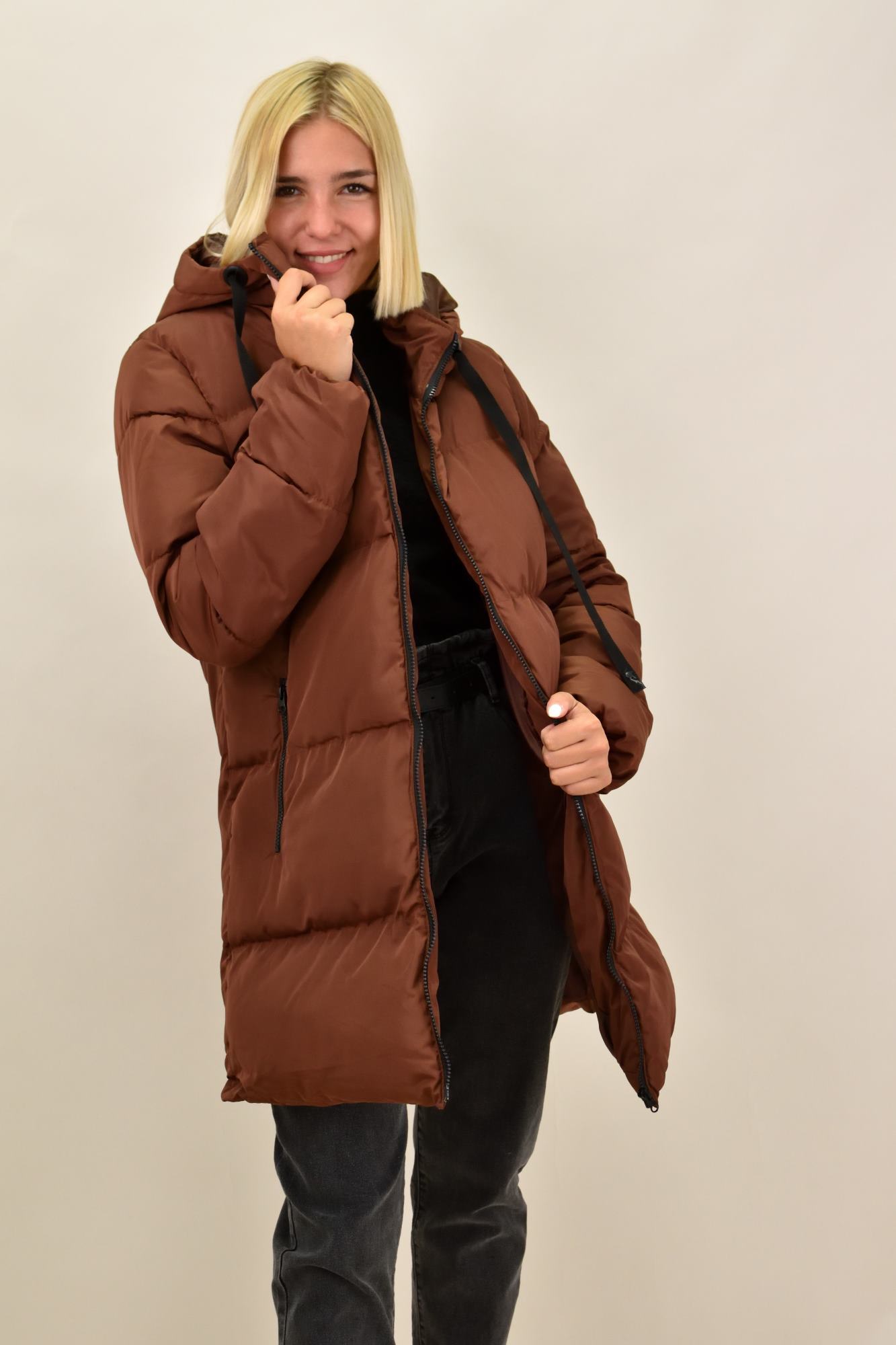 Puffer μπουφάν καπιτονέ Καφέ 17647
