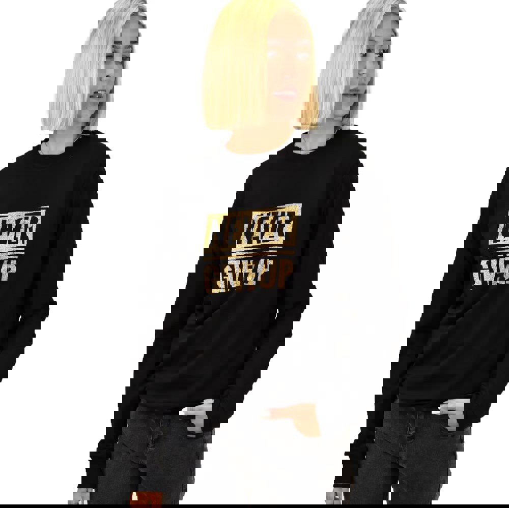 Βαμβακερό φούτερ με τύπωμα NEVER GIVE UP Μαύρο 17601