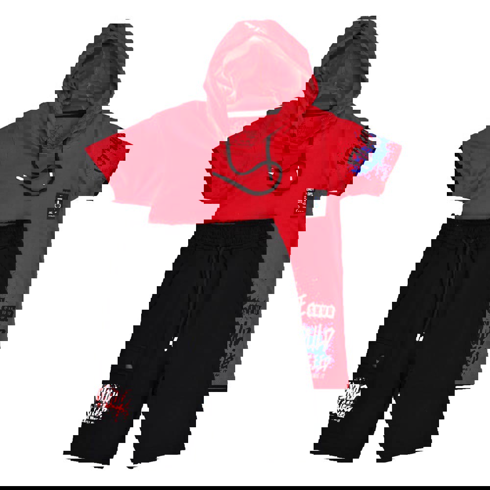 Παιδικό αθλητικό σετ με κουκούλα Κόκκινο 15897