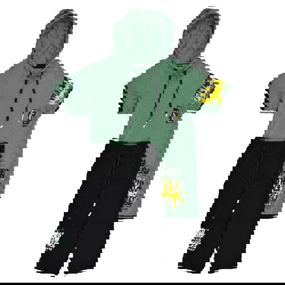 Παιδικό αθλητικό σετ με κουκούλα Χακί 15898