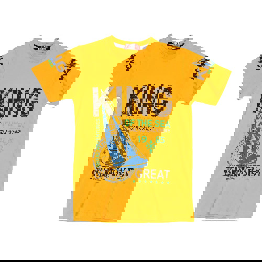 Παιδική μπλούζα με τύπωμα KING Μουσταρδί 15845