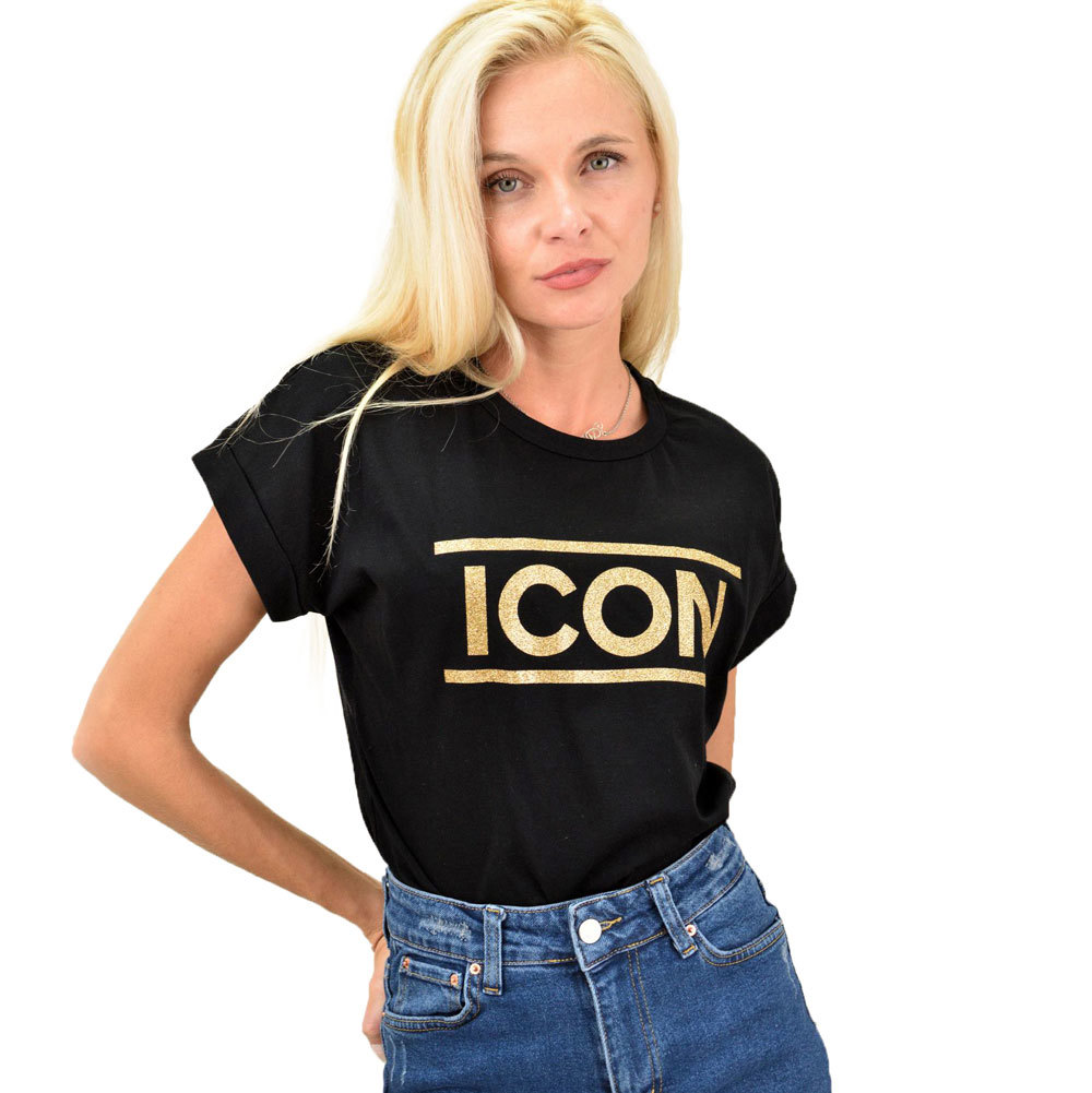Γυναικείο T-Shirt με τύπωμα ICON Μαύρο 13276