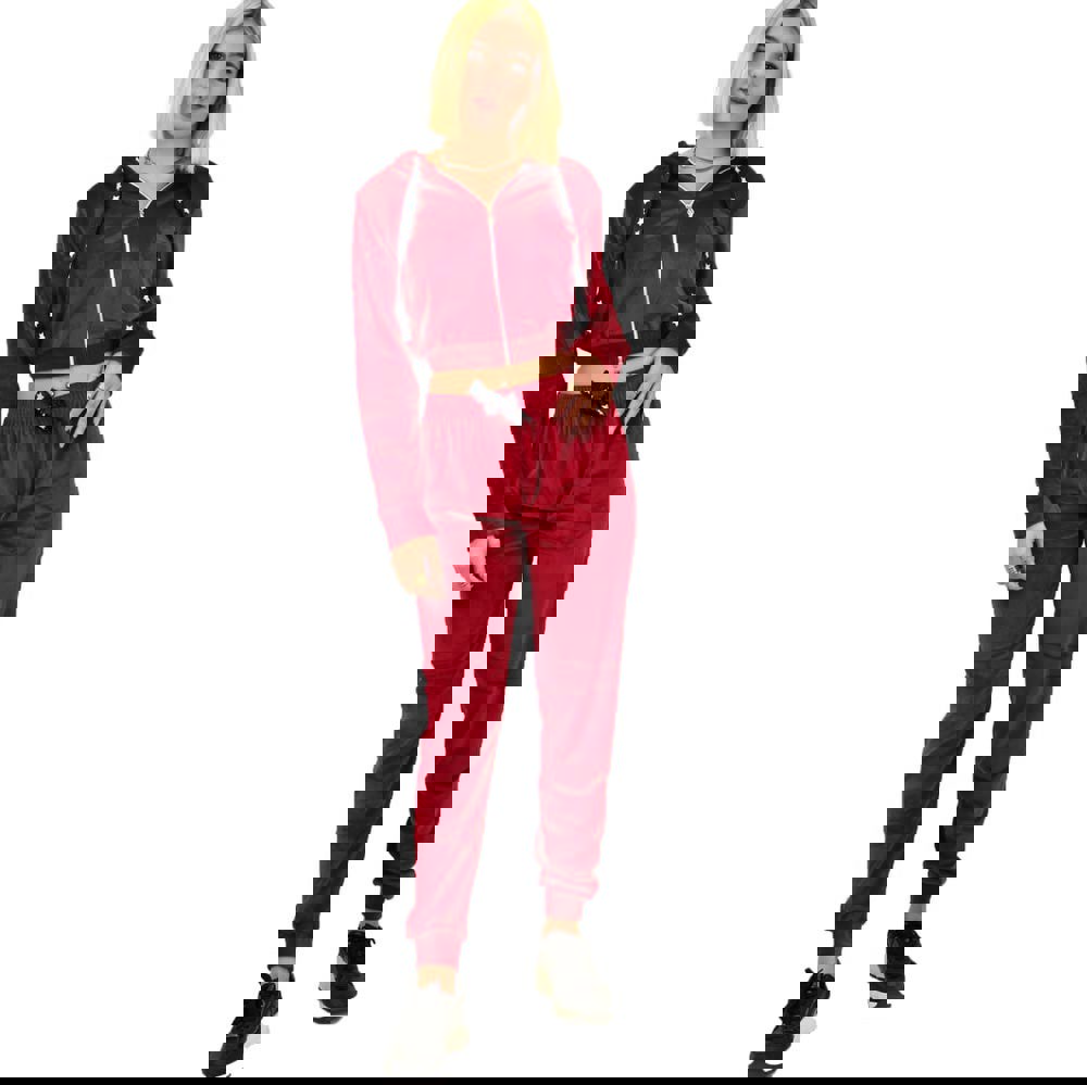 Γυναικείο σετ βελουτέ με σχέδιο στα κορδόνια Κόκκινο 9307