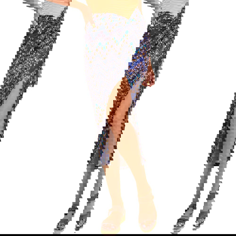 Γυναικεία φούστα midi με κόμπο Μπλε 16881