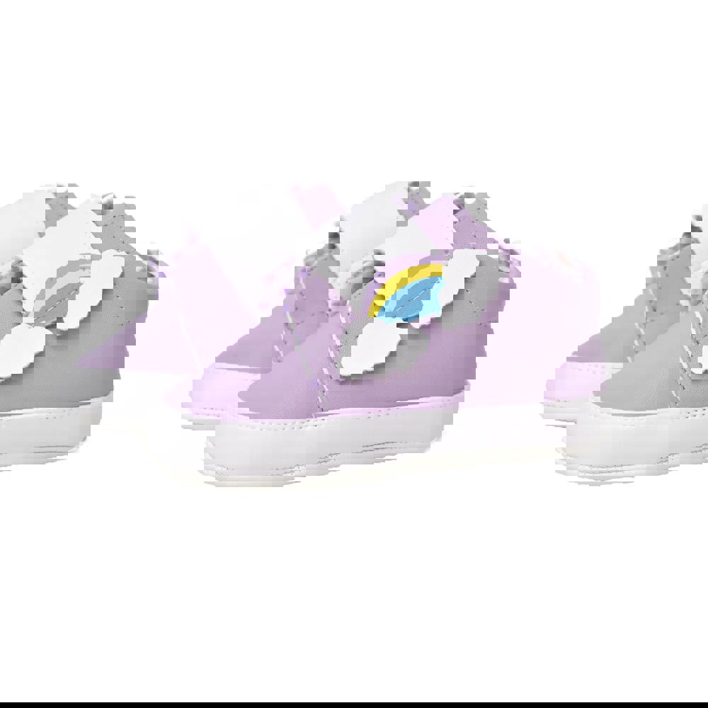 Βρεφικό παπούτσι με σχέδιο ουράνιο τόξο και σύννεφα Λιλά 16093