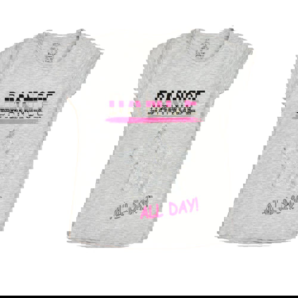 Παιδική μπλούζα με τύπωμα και στρας DANCE Γκρι 16411