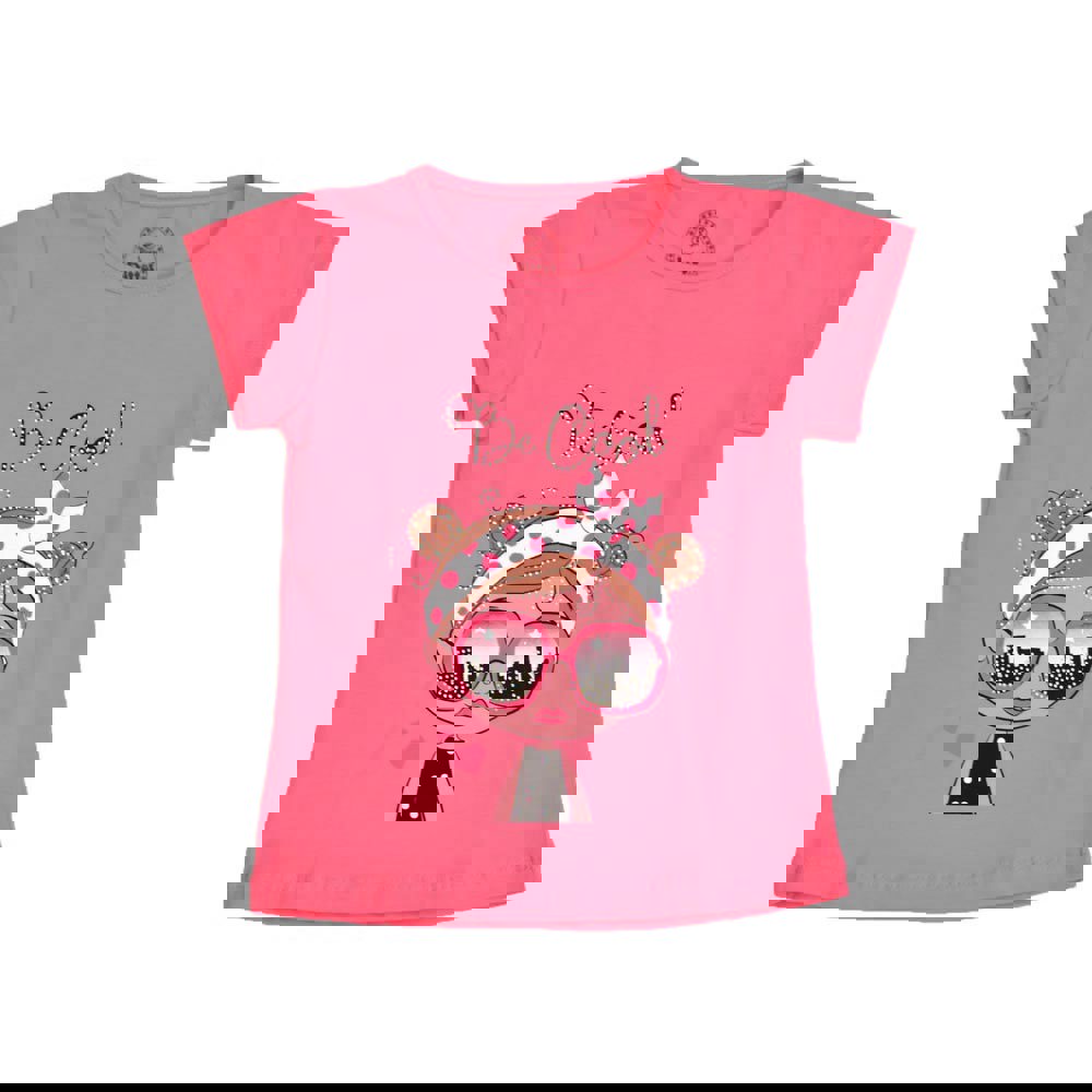 Παιδική μπλούζα με τύπωμα και στρας BE COOL Φούξια 16424